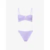 Hunza G Womens Lilac Misty Pearly-hoop Seersucker Bikini Set