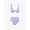 Hunza G Womens Lilac Nadine Pearly-hoop Crinkle Bikini Set