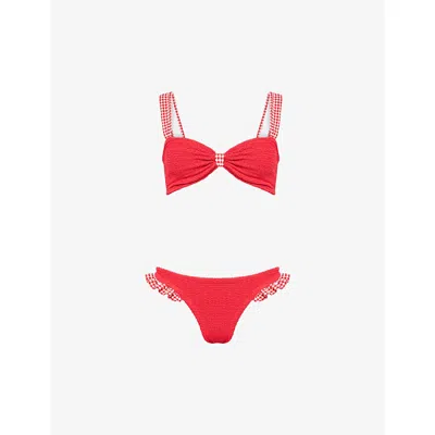 Hunza G Womens Red Red Loretta Check-print Bikini Set