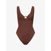 Hunza G Celine Brown One-piece Swimsuit With Ring In Elasticized Fabric Woman In Brown