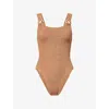 Hunza G Domino Metallic Cocoa One-piece Swimsuit In Brown