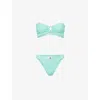 Hunza G Womens Metallic Mint Gloria Pearly-hoop Seersucker Bikini Set In Blue