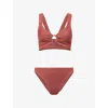 Hunza G Womens Julia Gold-hoop Bikini Set Metallic Rosewood In Multi