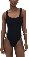 Hunza G Sculpting Support Swimsuit With Crossed Cut-out Panels In Black