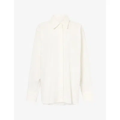 Hunza G Womens Oversized Resort Seersucker Shirt White In Neutral
