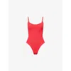 Hunza G Womens Red/dtm Pamela Seersucker Swimsuit