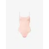 Hunza G Womens  Pamela Contrast-strap Seersucker Swimsuit In Peach