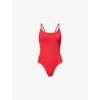 Hunza G Womens Camille Braided-strap Crinkle-effect Swimsuit Red