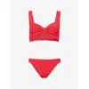 Hunza G Womens Red Juno Crinkled Bikini Set In Red