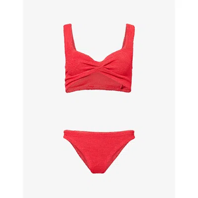 Hunza G Womens Red Juno Crinkled Bikini Set