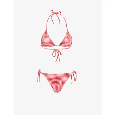 Hunza G Womens  Sabrina Gingham-print Triangle Bikini