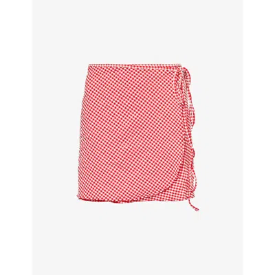 Hunza G Womens Red Self-tie Stretch-woven Short Sarong