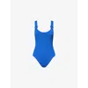 Hunza G Womens Royal Blue Domino Fabric Hoops Seersucker Swimsuit In Blue