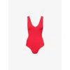 Hunza G Womens Sadie Scoop-neck Crinkle-textured Swimsuit In Red