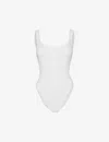 Hunza G Womens White Domino Pearly-hoops Seersucker Swimsuit In White