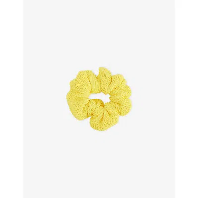 Hunza G Womens  Seersucker Stretch-woven Scrunchie In Yellow