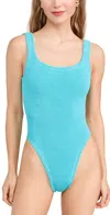 Hunza G Womens Aqua Square-neck Seersucker Swimsuit In Aqua