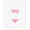 Hunza G Womens Tyler Contrast-trim Seersucker Bikini Set Candy Pink