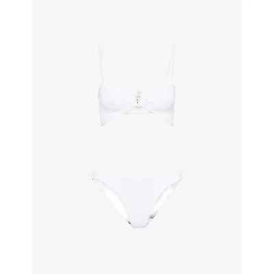Hunza G Womens  Misty Pearly-hoop Seersucker Bikini Set