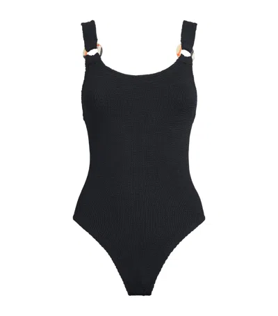 Hunza G X Burberry Check-trim Domino Swimsuit In Black