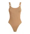 Hunza G Domino Metallic Cocoa One-piece Swimsuit In Brown