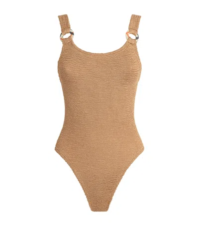 Hunza G Domino One Piece In Metallic Cocoa
