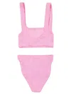 Hunza G Square Neckline High-cut Leg Textured Fabric Bikini In Pink