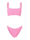 Hunza G High-cut Leg Square Neckline Two-piece Set In Pink