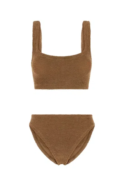 Hunza G Xandra Bikini Coverage Stretch Nylon Bikini In Brown