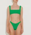 Hunza G Xandra Bikini Set Square Neckline High-cut Leg In Emerald