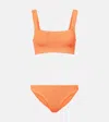 Hunza G Xandra Crinkled-effect Cropped Bikini In Orange