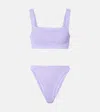 Hunza G Xandra Square Neckline Bikini Set In Purple