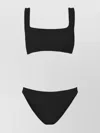 Hunza G Xandra Bikini Set High-waisted Square Neckline Textured In Black