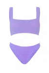 Hunza G Xandra Bikini Set In Lilac | Square Neck &amp; High Leg In Blue