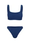 Hunza G Xandra Bikini Set In Navy Blue | Square Neck &amp; Classic Coverage In Blue