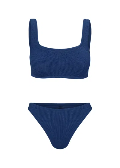 Hunza G Xandra Bikini Set In Navy Blue | Square Neck &amp; Classic Coverage