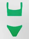 Hunza G Xandra Bikini Set Square Neckline High-cut Leg In Green