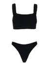 HUNZA G 'XANDRA' BLACK BIKINI WITH FIXED STRAPS IN RIBBED STRETCH POLYAMIDE WOMAN