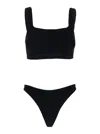 HUNZA G XANDRA BLACK BIKINI WITH FIXED STRAPS IN RIBBED STRETCH POLYAMIDE WOMAN