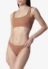 Hunza G Xandra Metallic Cocoa Two-piece Bikini In Brown