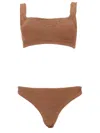 Hunza G Xandra Metallic Cocoa Two-piece Bikini In Brown