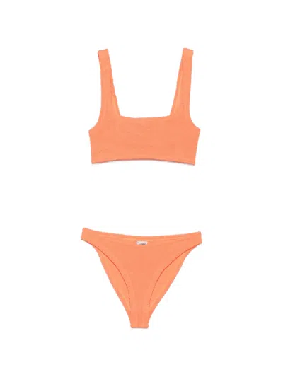 Hunza G Xandra Crinkle-effect Bikini In Orange