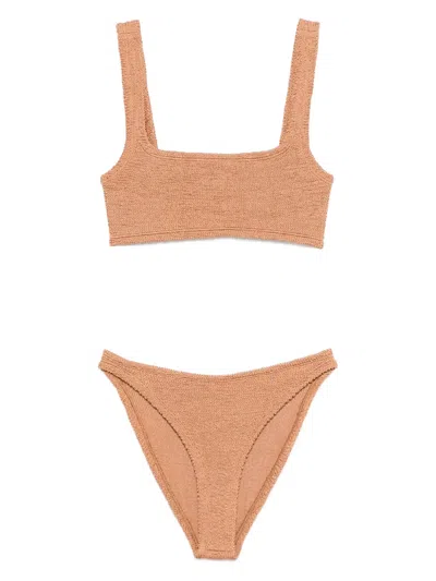 Hunza G Xandra Square-neck Bikini Set In Brown