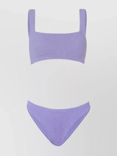 Hunza G Xandra Square Neckline Bikini Set In Lilac