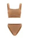 Hunza G Brown Xandra Bikini In Metallic Cocoa