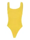 Hunza G Yellow One-piece Swimsuit With Squared Neckline In Tech Fabric Stretch Woman