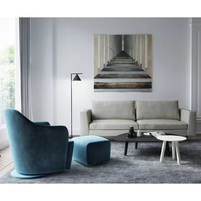 Huppe Adelaide Ottoman In Velluto Steel Blue