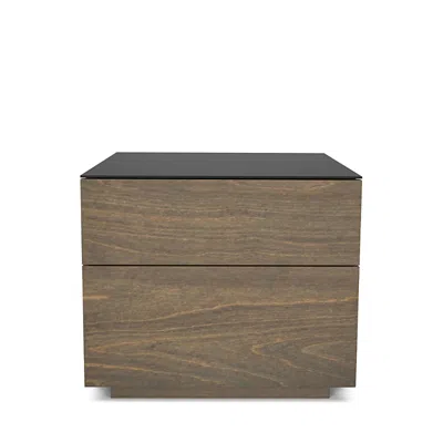 Huppe Alma 2-drawer Nightstand In Raw Birch/ Cream Acid Etched Glass