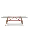 Huppe Connection 84 Glass Top Dining Table In Natural Walnut / Charcoal
