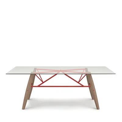 Huppe Connection 84 Glass Top Dining Table In Natural Walnut / Charcoal